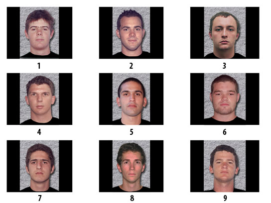 Simultaneous lineup showing all nine faces